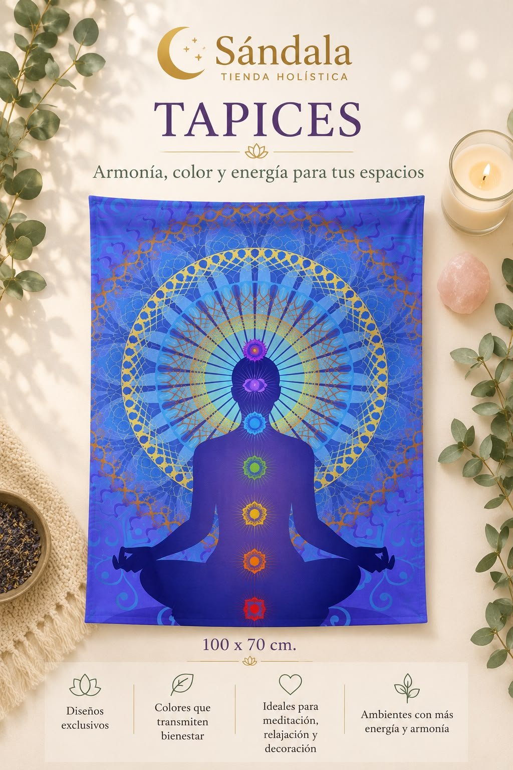 Tapiz Meditando chakras